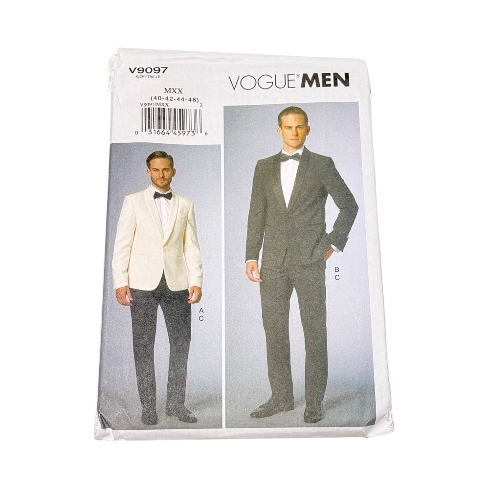 Vogue V9097 Sewing Pattern Mens Tuxedo Jacket Pants Size 40-46 New Uncut